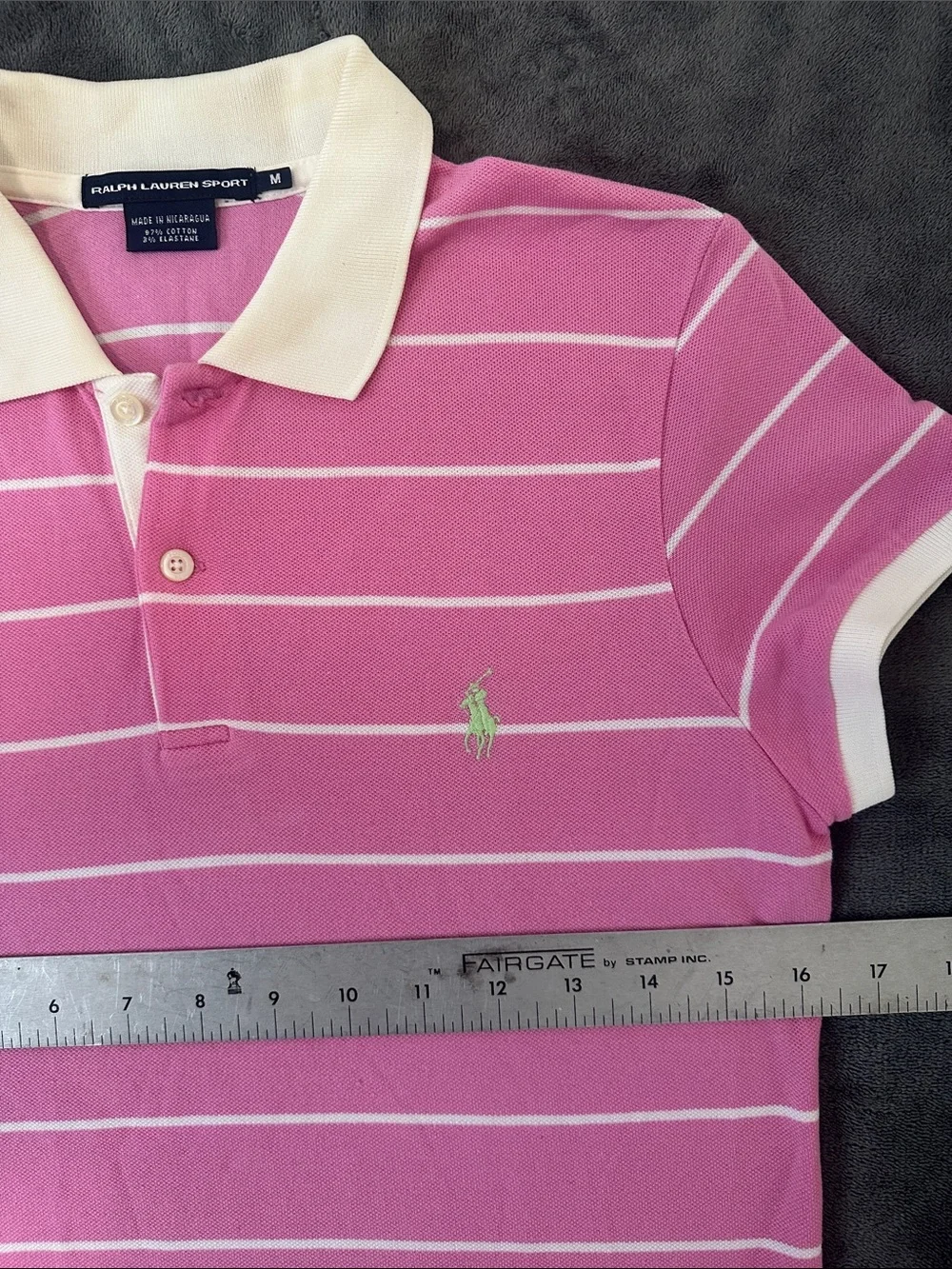 Ralph Lauren Pink and White Striped Polo Shirt Junior size